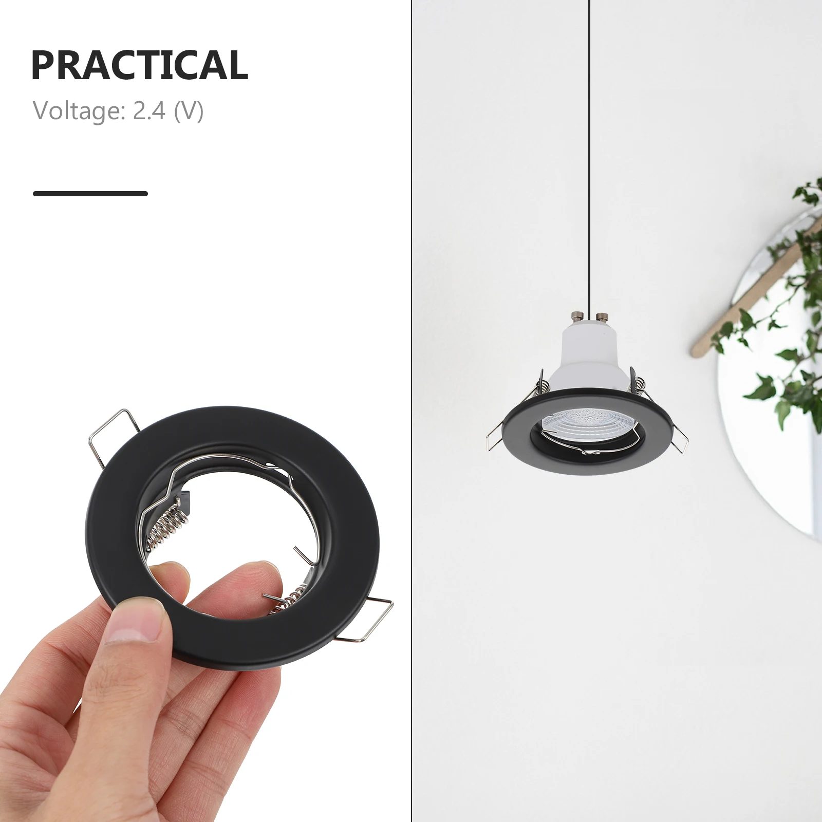 10pcs Spotlight Frame Lampshade Halogen Cup Bracket Black Fitting Home Night Light Long Use High Material Simple Style Not Hurt