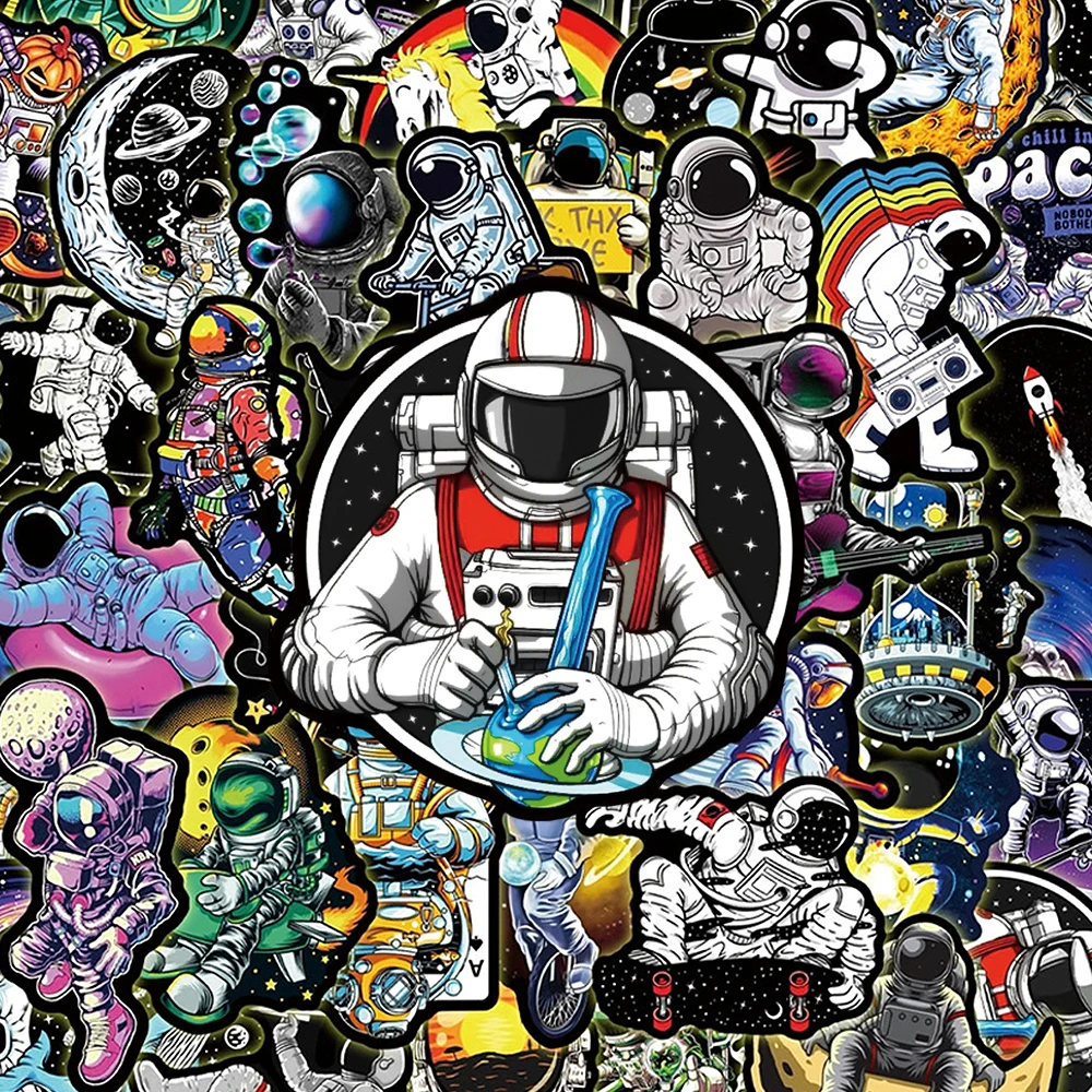 10/30/50 Stück Coole Cartoon-Weltraum-Astronauten-Aufkleber Kreative Graffiti-Sticker für Helm, Handy, Motorrad, Tagebuch, Spielzeug und Geschenke