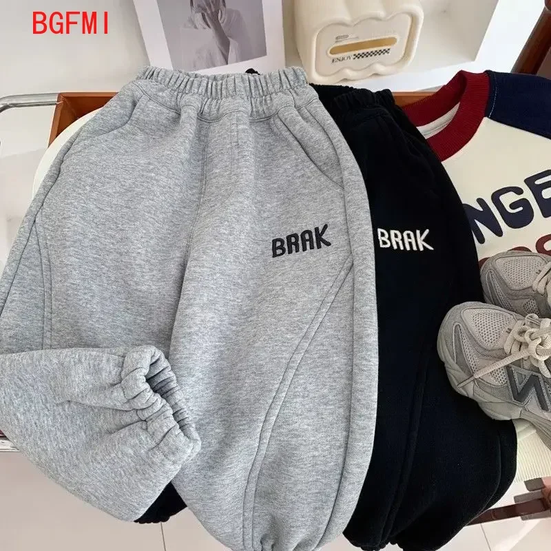 2026 Winter New Baby Whole Velvet Loose Trousers Solid Infant Boy Casual Pants Toddler Girl Straight Pants Versatile Kid Clothes