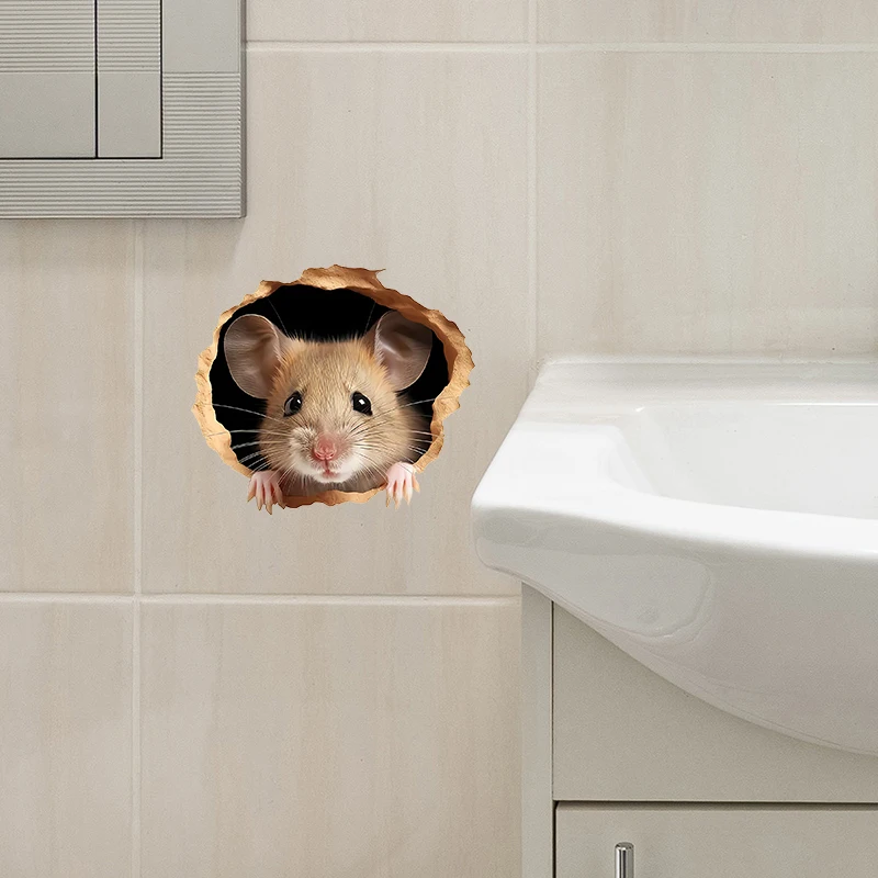 Mouse Hole Interesting Wall Sticker Cute Mouse Design That Peeks Through A Hole Used For Vinyl Home Decoration In Living Room