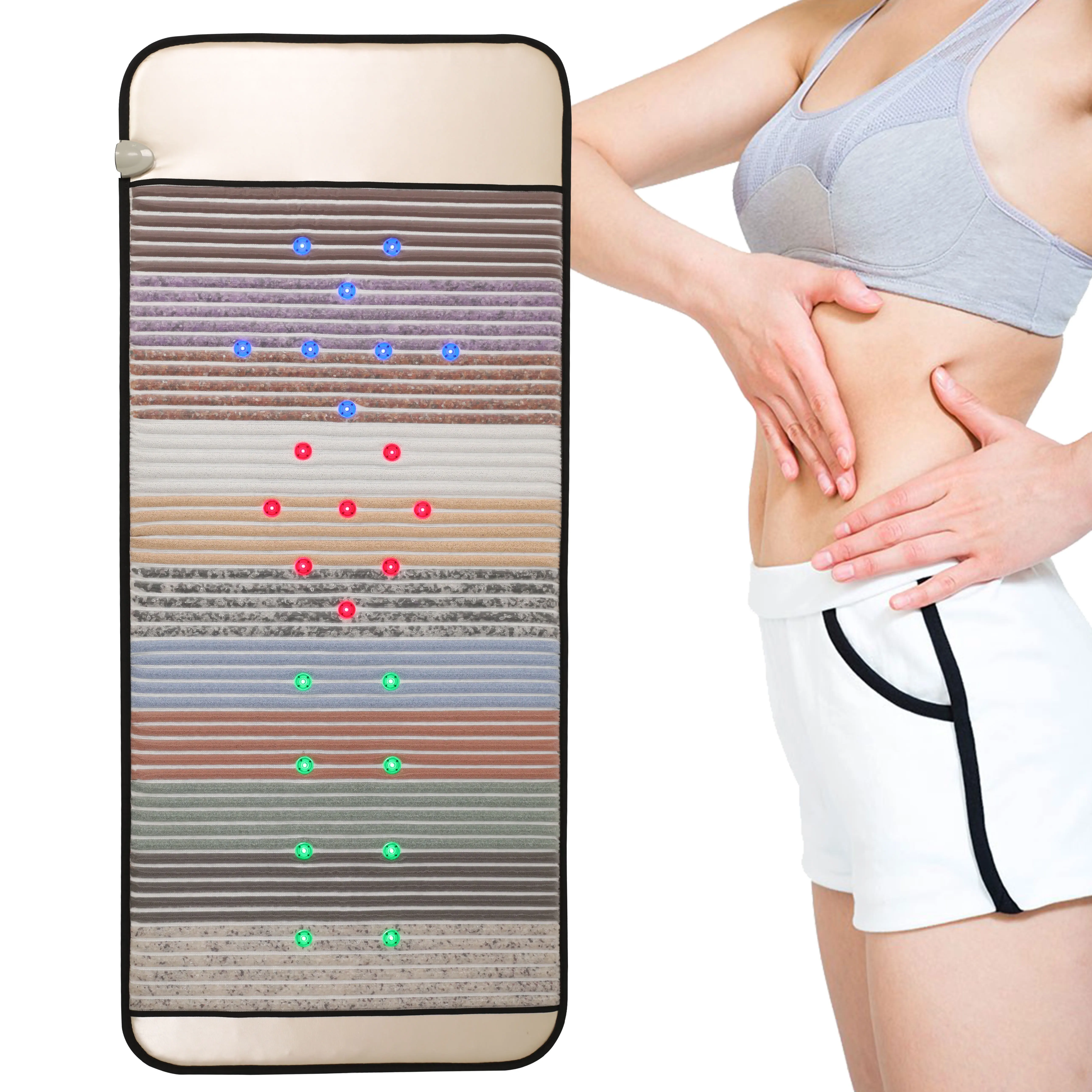 

Full Body 24pcs Photon Light Far Infrared Heating Photon PEMF Mattress Therapy Amethyst Healing Mat