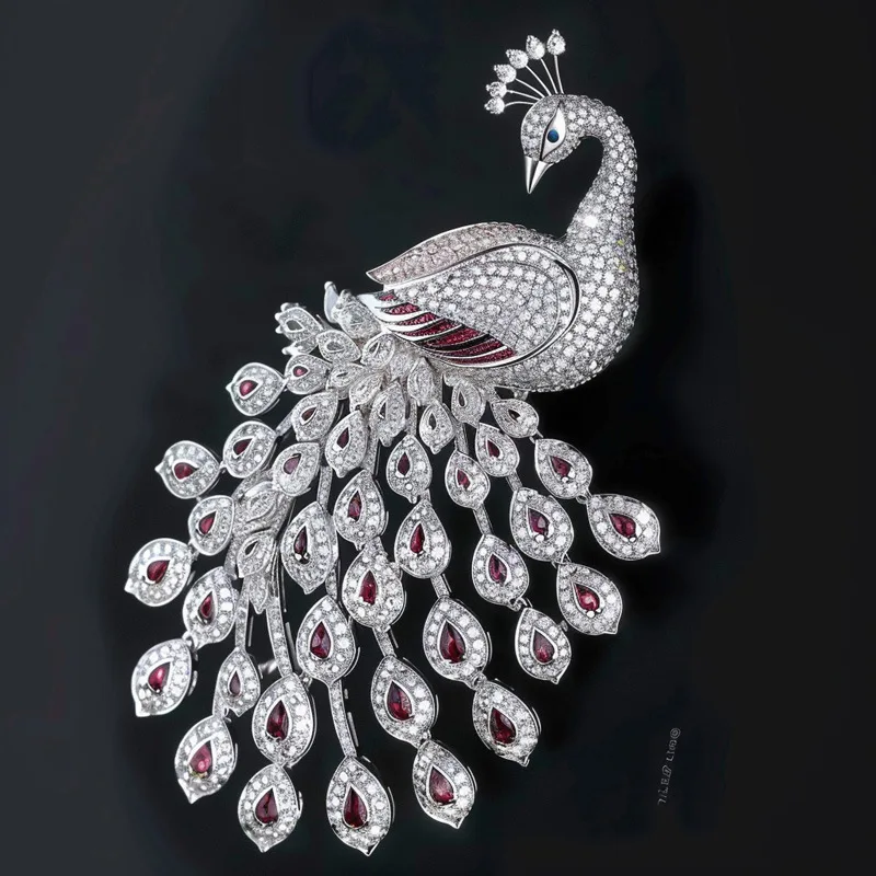 Peacock Brooches For Women Elegant Fashion Jewelry Blue CZ Shinestone Fine Dress Clothes Pins Accessories Anniversary Gift