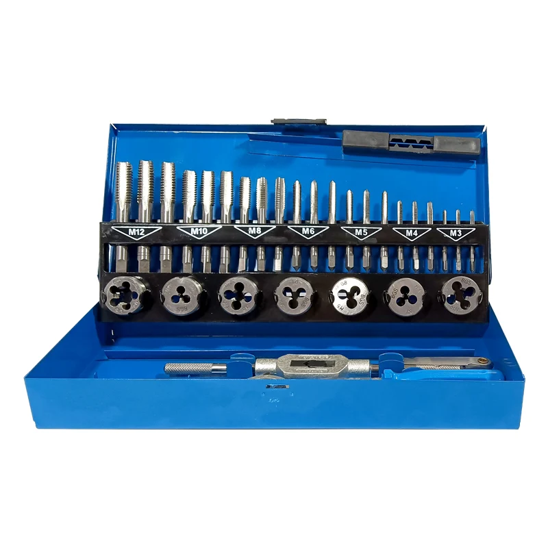 

32 pcs Taps and die sets Threaded metric taps and dies with manual toolbox