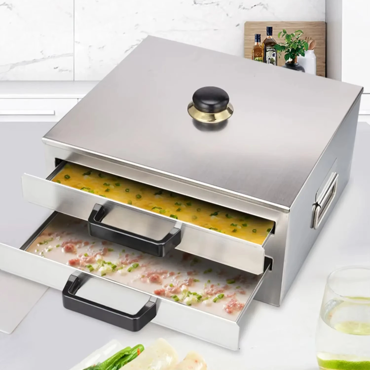 

Небольшой бытовой мини-ящик из нержавеющей стали 304 — паровая духовка: машина для рисовых рулетов и машина для холодной кожи