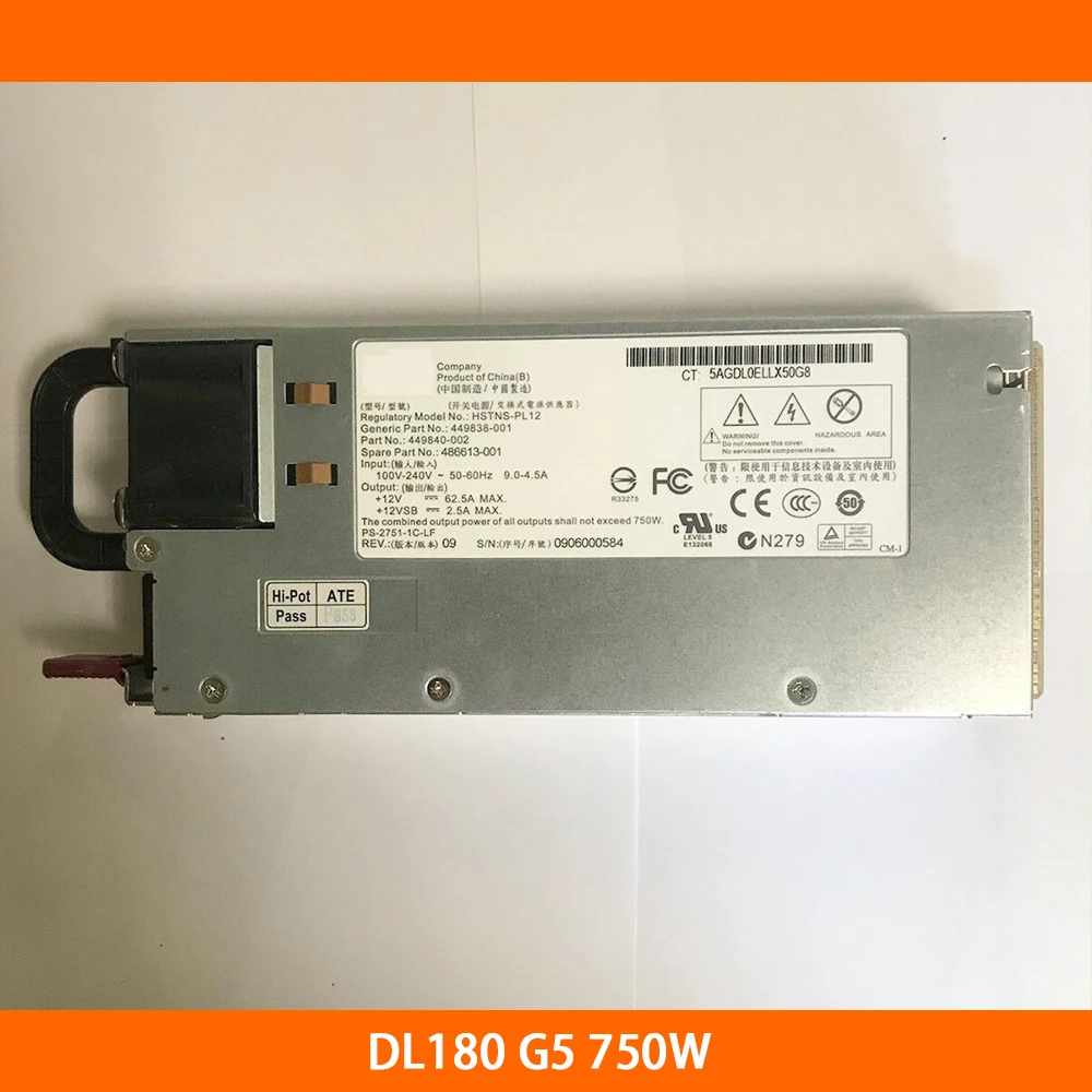 Power Supply For HP DL180 G5 449838-001 454353-001 449840-001 002 HSTNS-PL12 750W