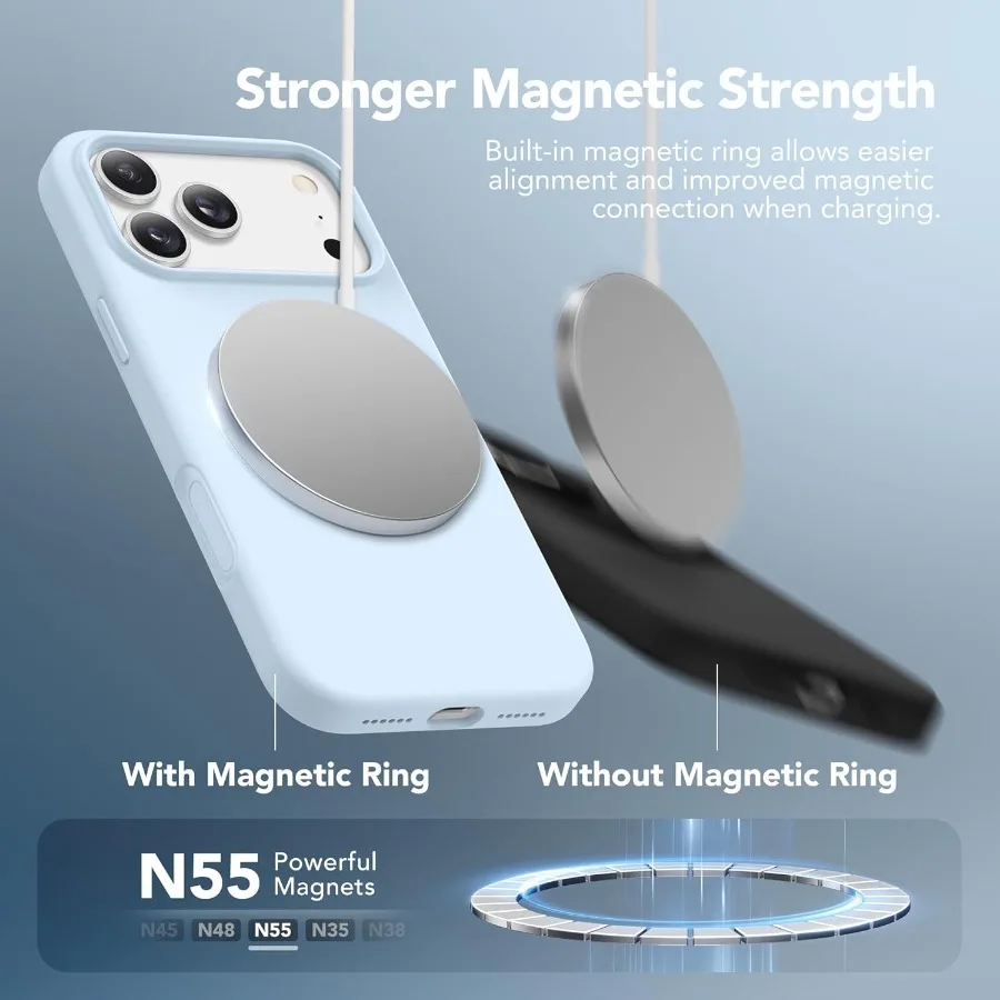 아이폰 17 프로 맥스 6.9인치용 마그네틱 보호 폰 케이스 (MagSafe 호환, 화면 및 카메라 렌즈 보호 기능 포함)