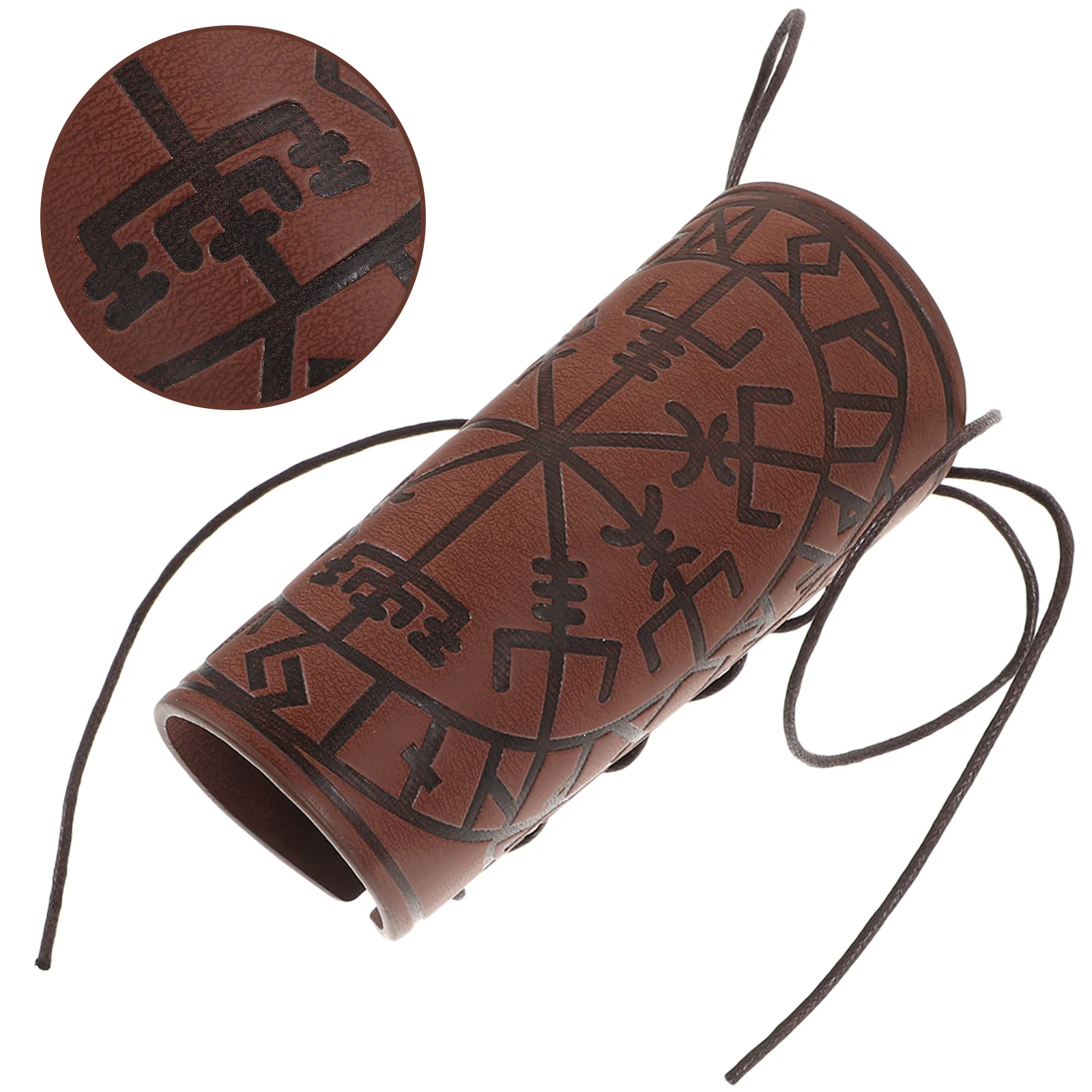 

Vintage Viking Wrist Band PU Arm Guards for Cosplay Costume Punk Style Adjustable Bracers Role Playing Armor Accessories