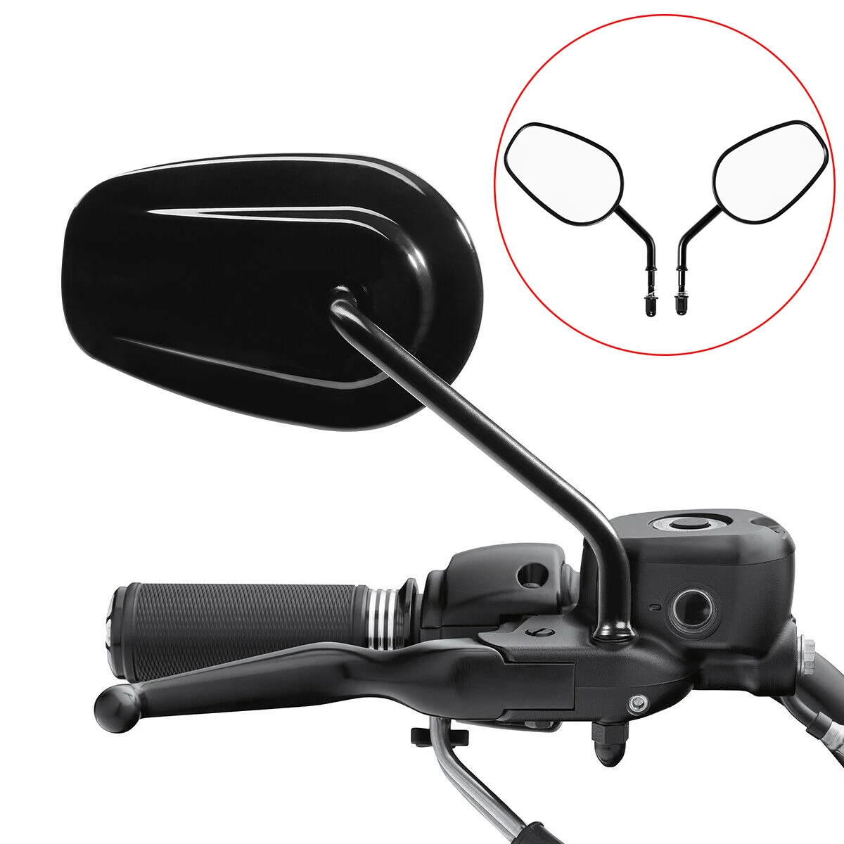 Black 8mm Motorcycle Rear View Side Mirrors For Harley Softail Dyna Sportster XL 883 1200 Touring Road King Street Glide