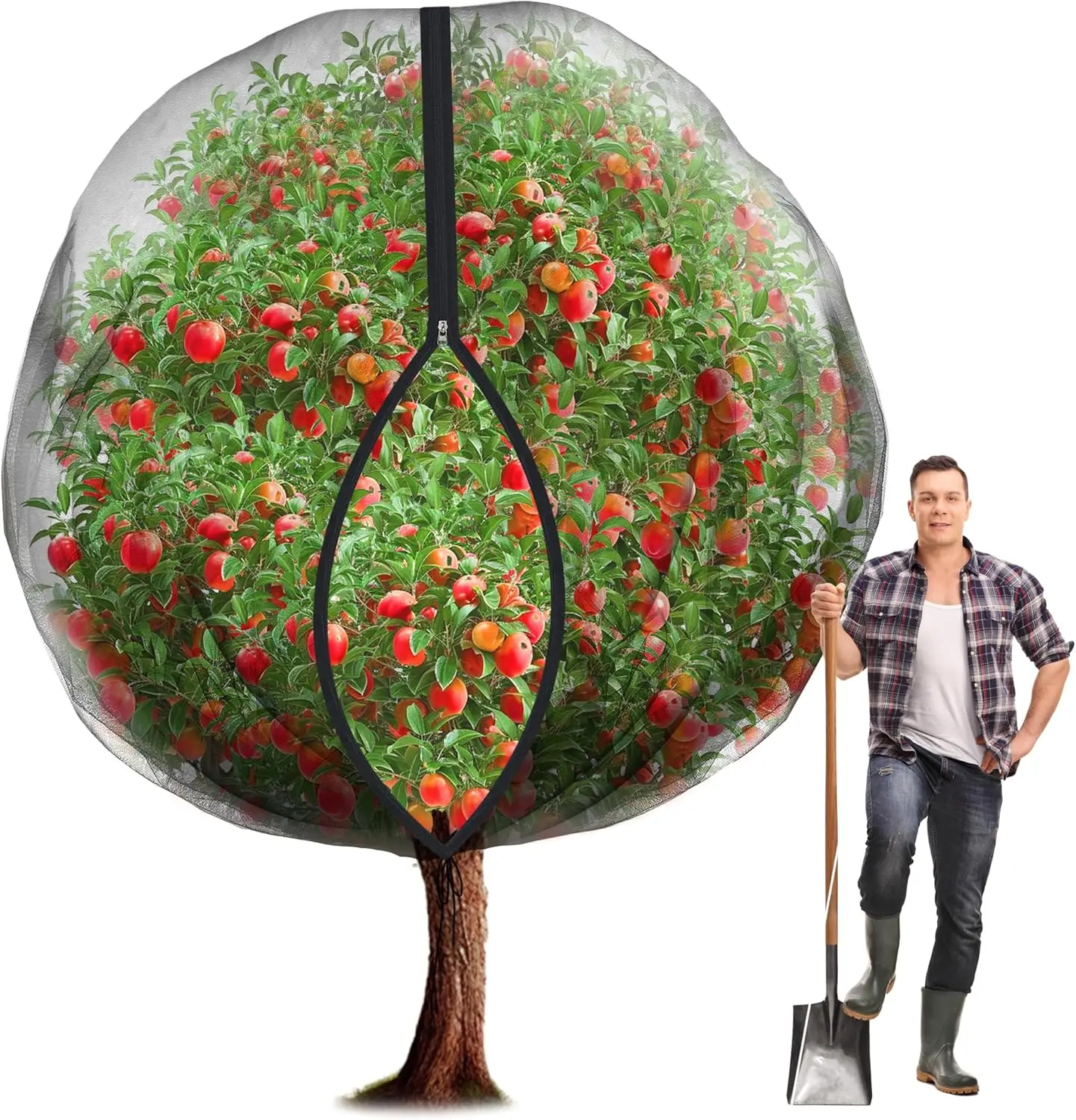 

Черная сетка для фруктовых деревьев большого размера с молнией и шнурком, дышащая сетчатая сетка для защиты растений от птиц, от насекомых