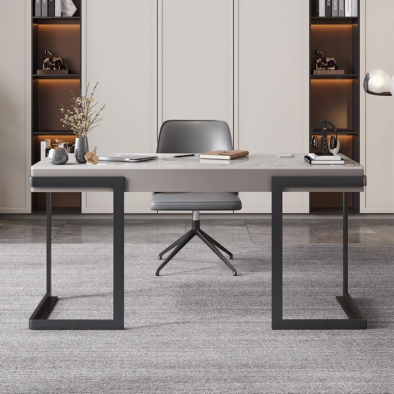 Italian minimalist rock slab desk study light luxury computer  modern simple  home writing desk writing desk
