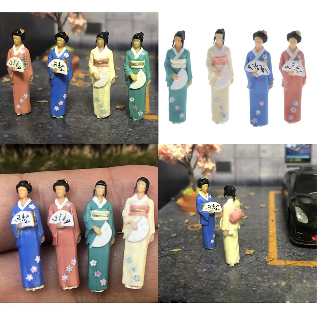 1/64 Japanese Women Mini Figure PVC People for Matchbox Sand Table Group