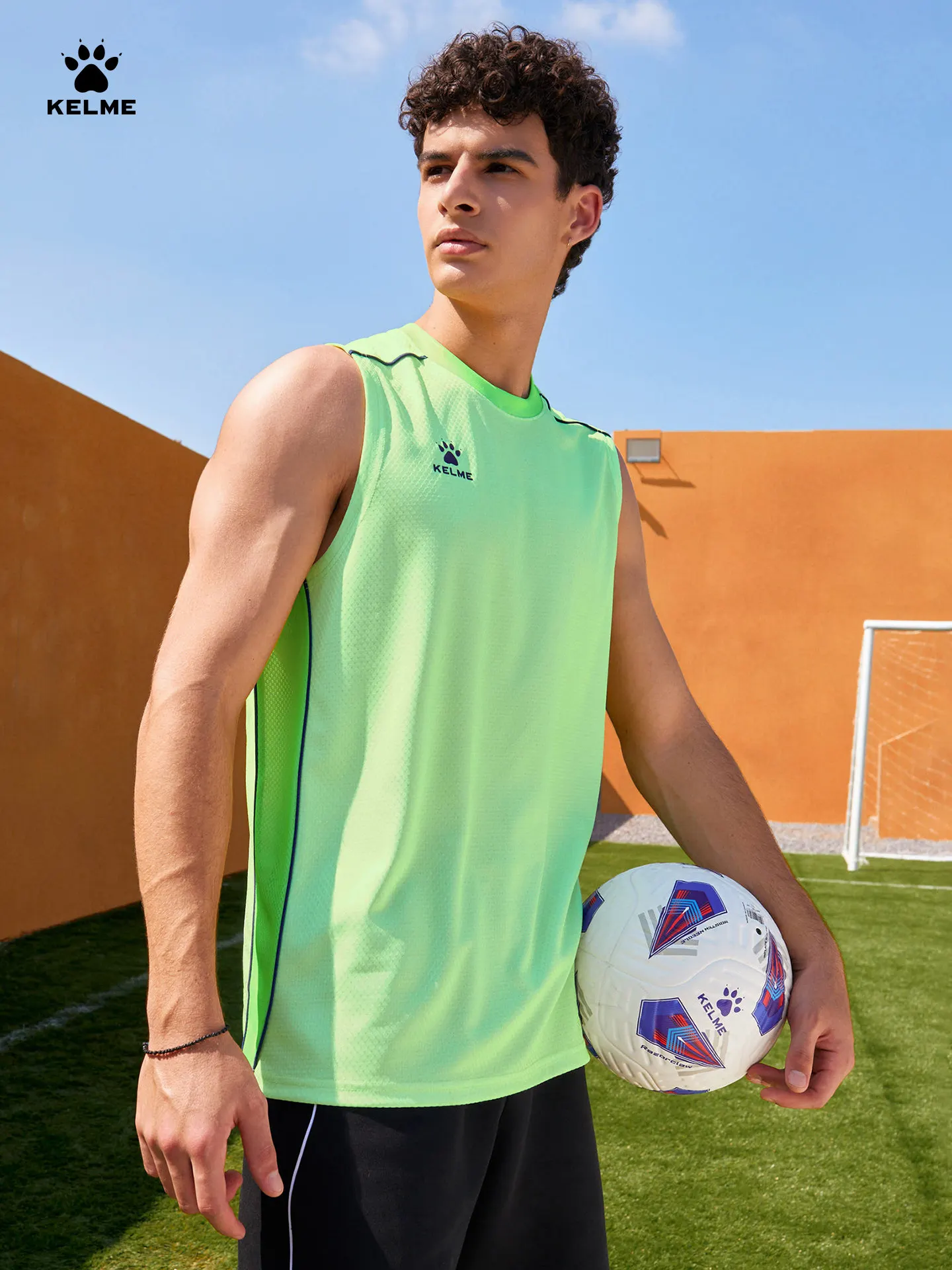 Kelme Men Running Vest Breathable Quick Dry Lightweight Reflective Sleeveless Gym Fitness Marathon Sports Tops