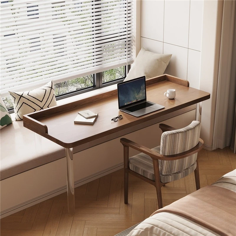Solid wood suspended acrylic bay window desk high and low foot bedroom computer desk modern simple balcony long and short leg ta