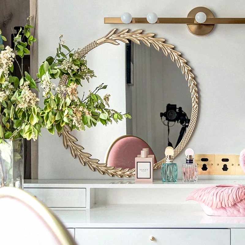 Round desk mirror Wall Mirrors Irregular Elegant nordicc Vintage Bathroom Mirror Elegant Large Macrame Miroir Mural Decoration