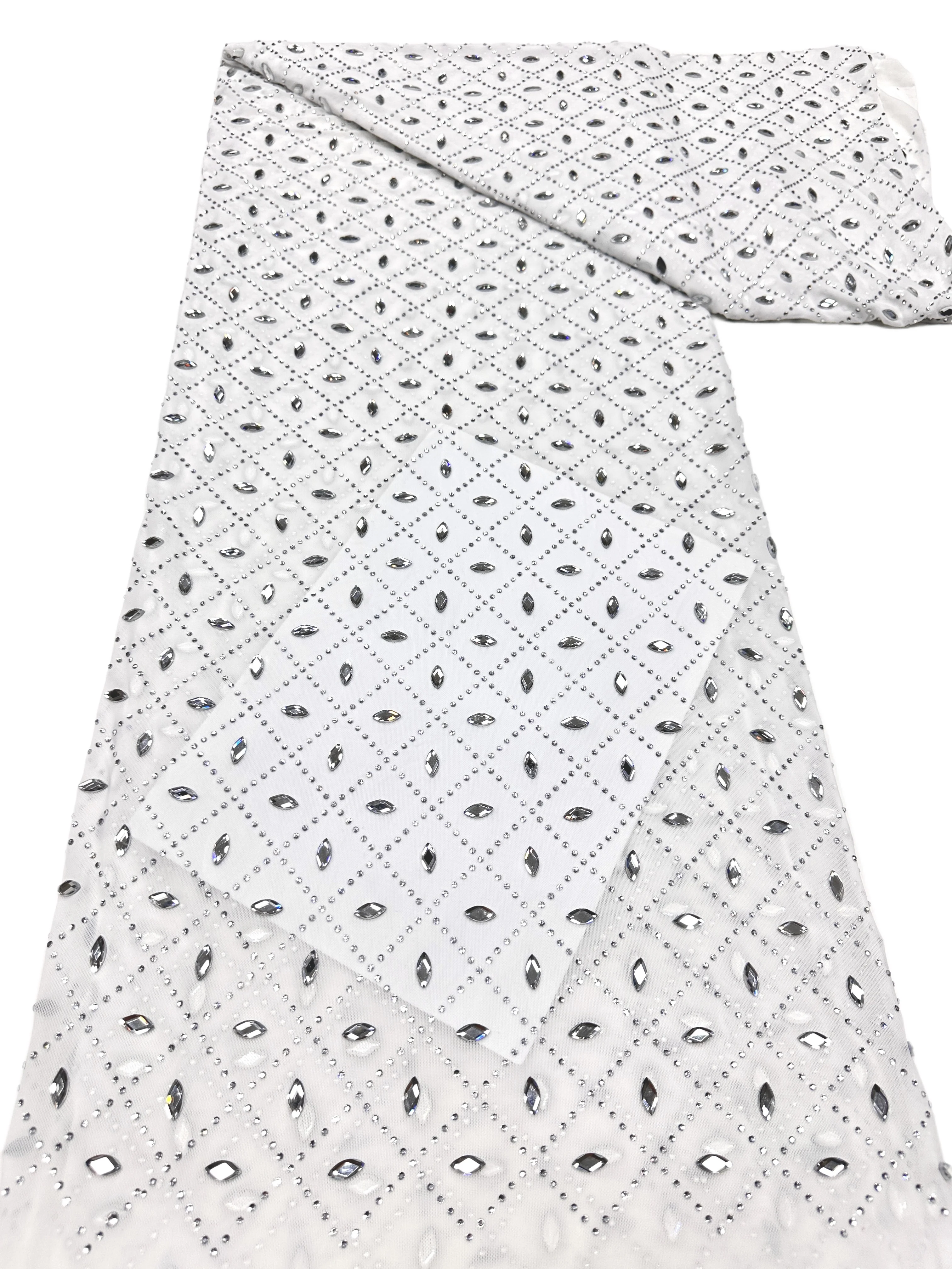African Heavy Stones Lace Fabric 2026 High Quality Nigerian Elegant Stones 5 Yards Groom Wedding Party Dress Sewing Material
