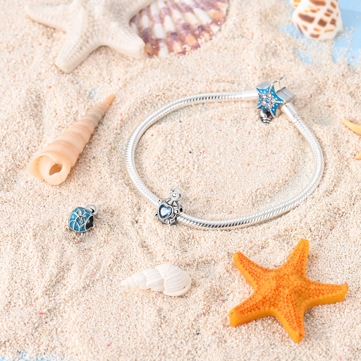 Ocean Series Charms Silver Plated Turtle Starfish Octopus Charms Beads Pendants Fit Original Bracelet DIY Jewelry Making