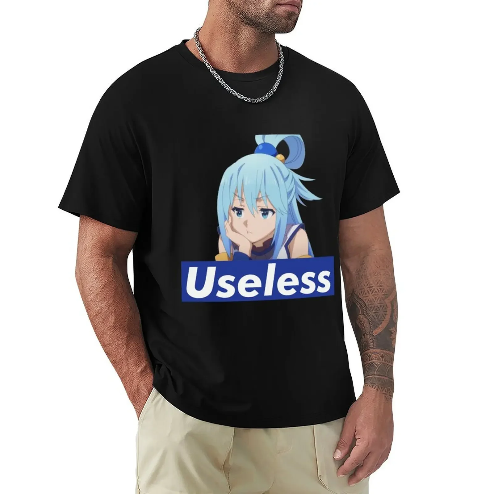 Useless Aqua Classic . T-shirt blacks kawaii clothes oversized t shirts for men