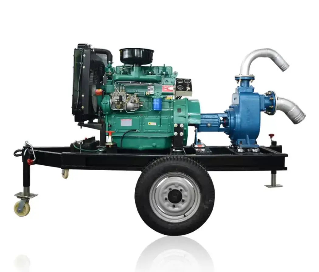 6 Inch Diesel Moto Pomp Eau High Vacuum Self Priming Centrifugal Water Pump Pumping Machine Trailer Mounted for Emergency Rescue