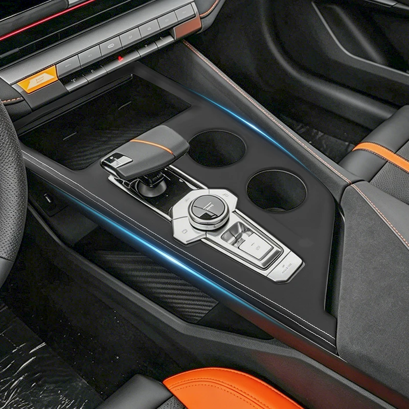 For Changan UNI‑V 2022 2023 2024 Center Console Gear Shift Panel Cover Hard-shell Leather ABS Interior Trim Car Accessory