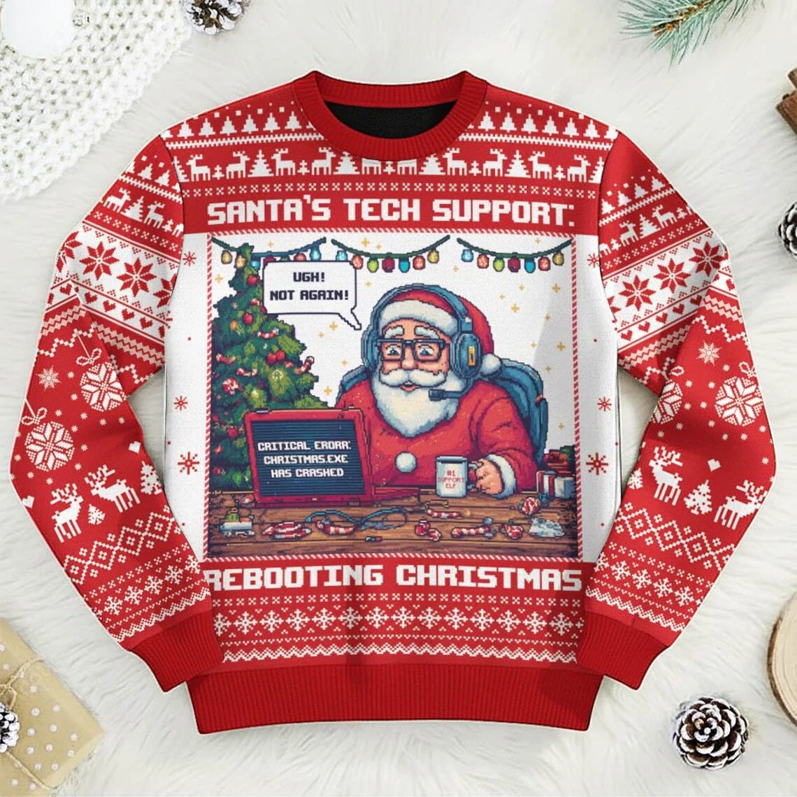 

New Pullovers Tops Funny Animal Cat Graphic Ugly Christmas Sweater Fashion Santa Claus Sweatshirts For Women Sweaters Xmas Gift