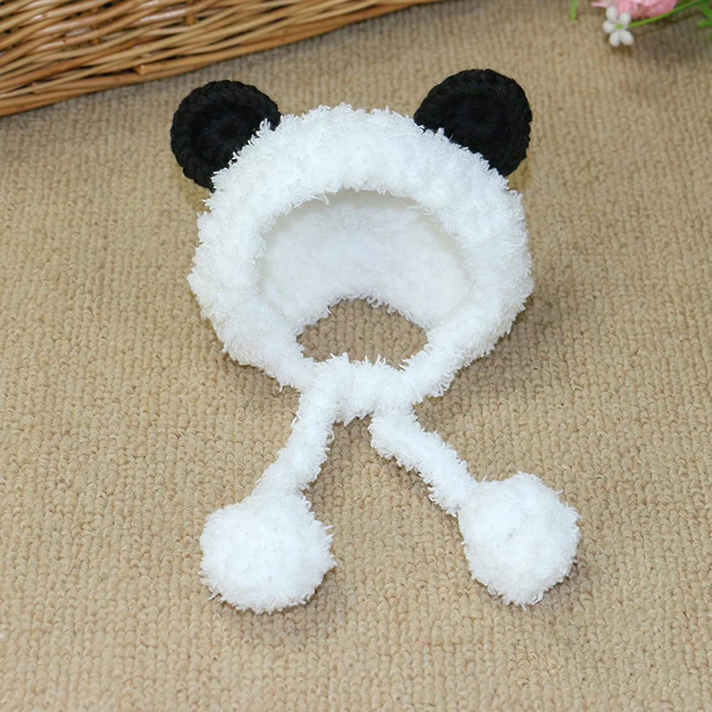 

Panda Shaped Pet Hat For Cats Dogs Small Size Soft Knitted Snood Neck Ear Warmer Headband Costume Pet Supplies