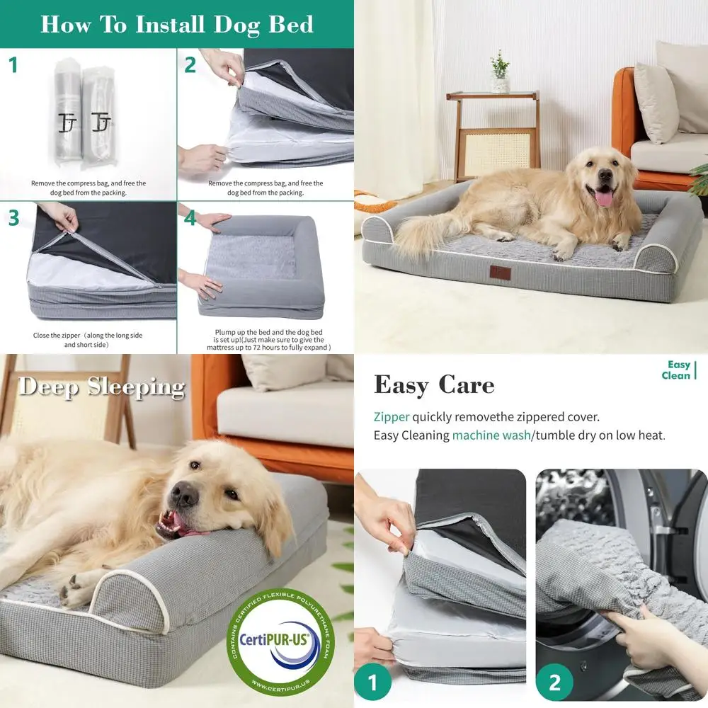 

Ортопедические кровати для больших собак, водонепроницаемый ящик для яиц на подкладке, пенопластовый коврик для кровати со съемным и моющимся чехлом и нескользящим бо