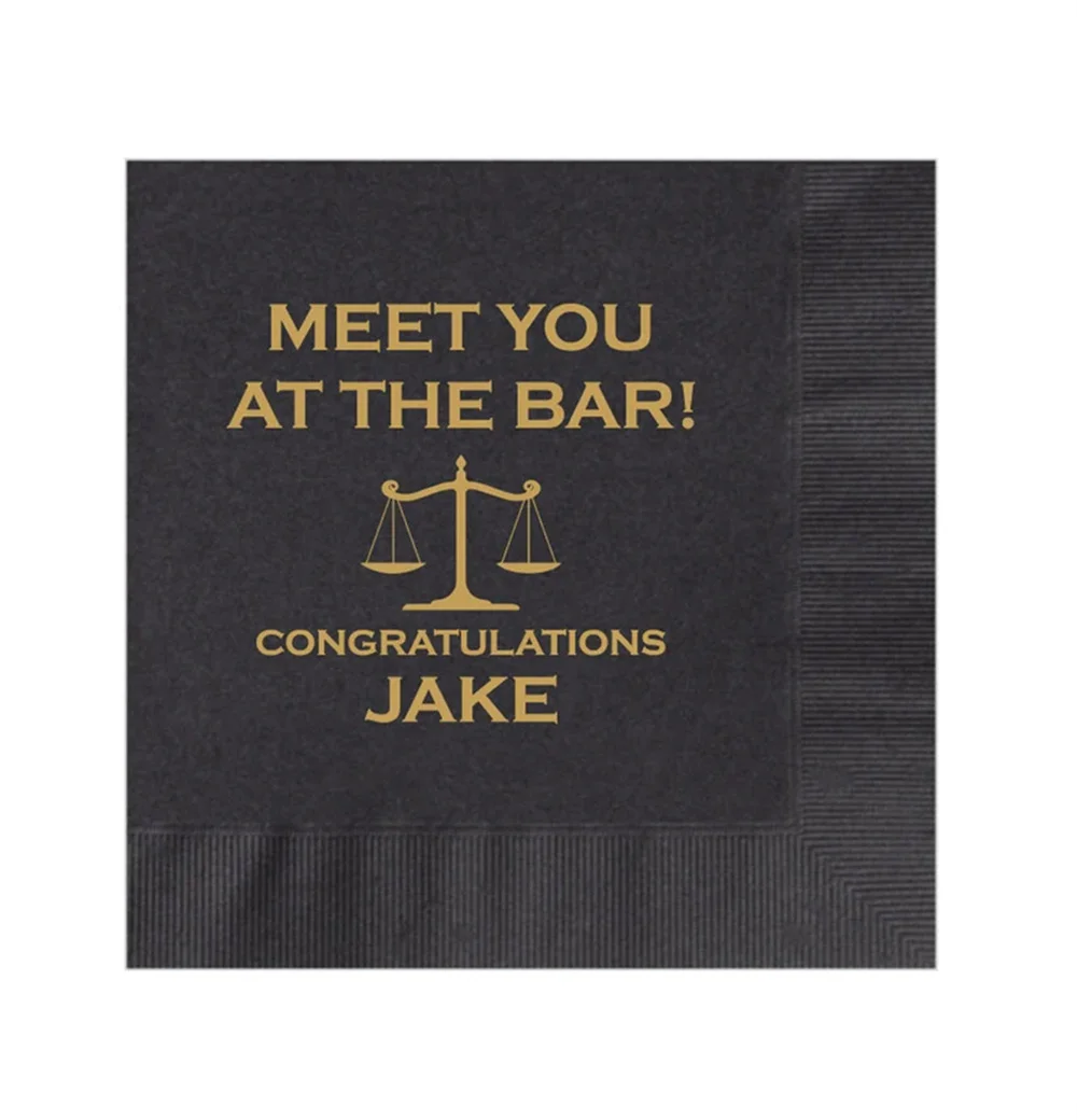 Personalized Napkins, Law Lawyer, School Graduation, Meet You at the Bar, Printed Beverage, Cocktail, Luncheon Dinner