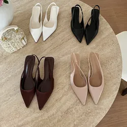 2026 New Spring Brand Sandal Shoes Women Pointed Toe Ladies Elegant Hollow Out Sandal Thin Heel Pumps For Party Dress Mule Mujer