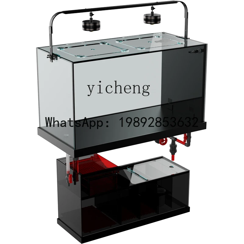 fish tank aquarium large living room ultra-white glass bottom filter integrated arowana tank stream tank