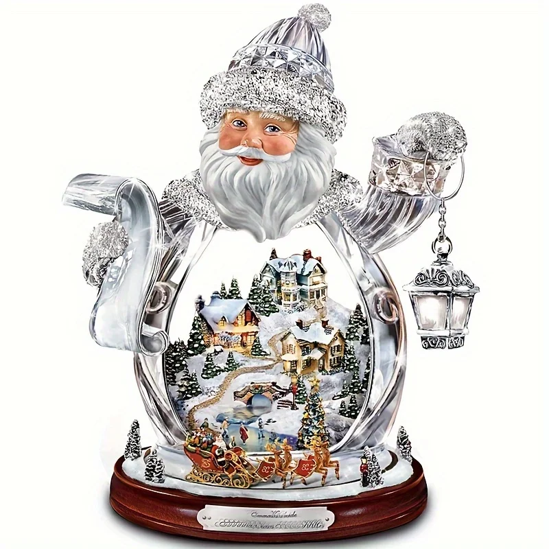 

1pcs Santa Claus Snowman Christmas Tree Rotating Sculpture Train Decorations Paste Window Stickers Christmas Decorations