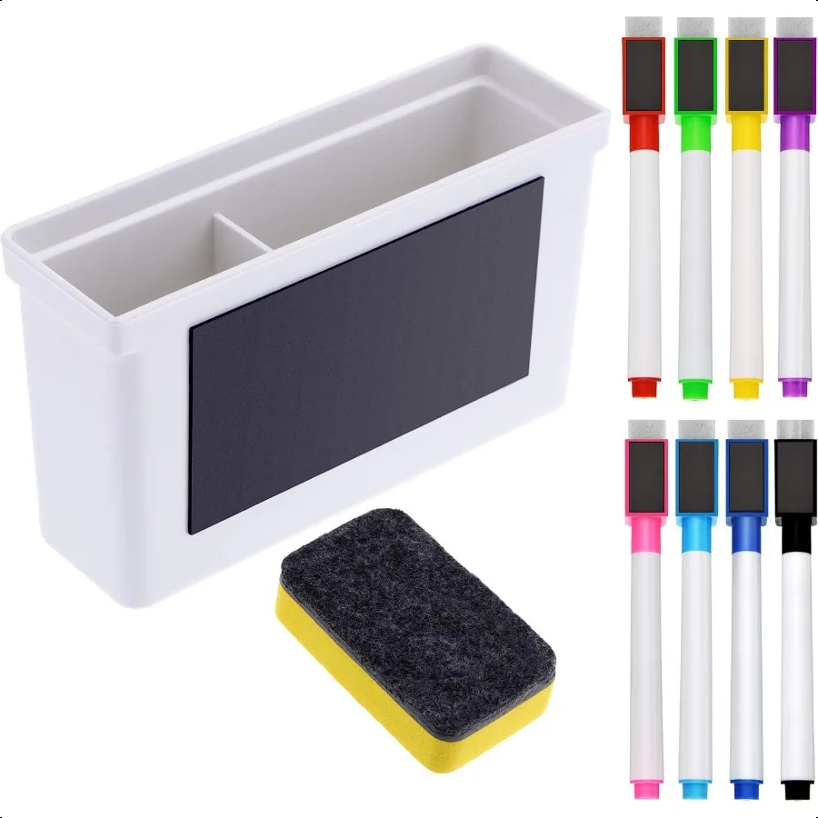 

Whiteboard Dry Magnetic Plastic Holder 8 Pieces Colorful Magnetic Markers with Eraser Cap Whiteboard Eraser for School Office H