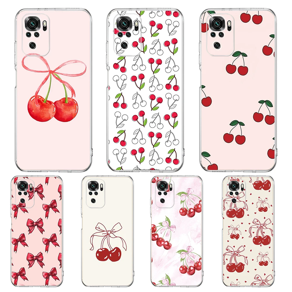 

Cute Cherry Bow Phone Case For Xiaomi Redmi Note 14 13 12 5G 9S 9 10 11 Pro Plus 4G 9T 14C 13C 12C 10C 9C 9A Clear Cover