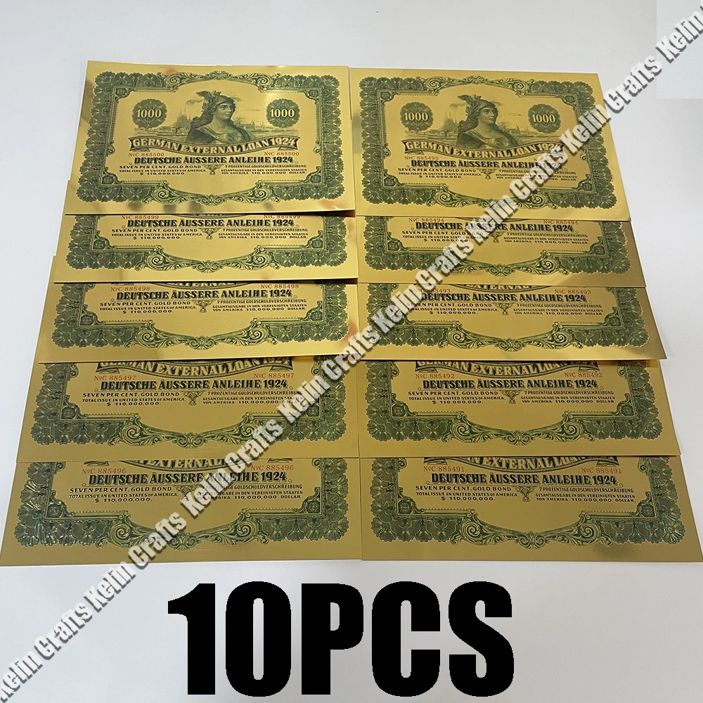 

New Lauch Gold Foil Banknote 1924 Germany bonds $1000 dollars Note Germany Golden Scrolls For Nice collection