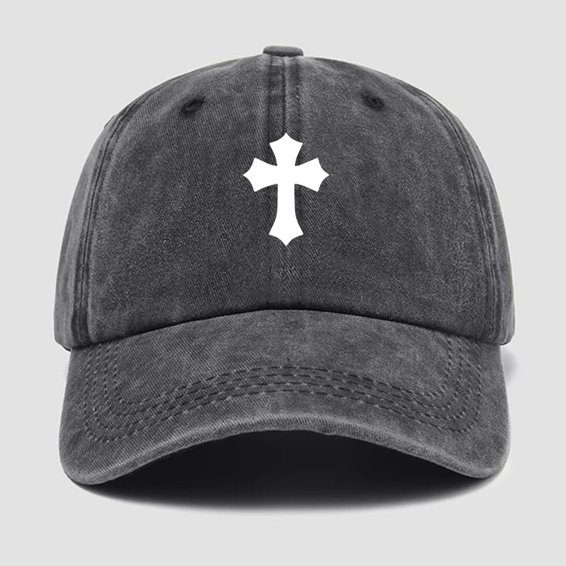

Кепка-бейсболка для мужчин и женщин, регулируемая хлопковая бейсболка с перекрестным принтом, с эффектом потертости, в христианском стиле, для занятий спортом на открытом воздухе, бега