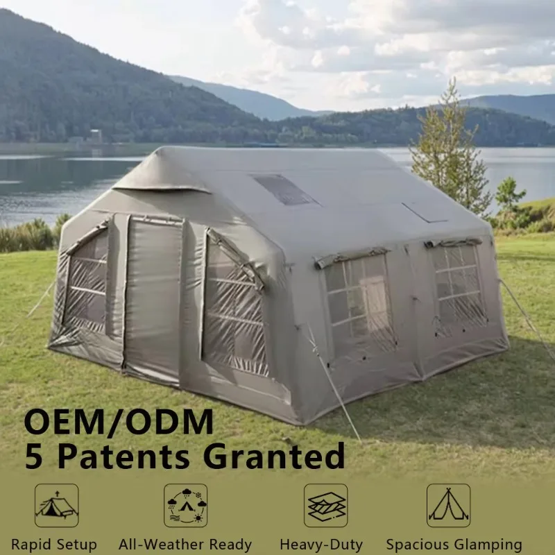 Luxury Inflatable House New Design 13-Inch Waterproof Air Tent Outdoor Camping Cabin Inflatable Tents for Family Travel