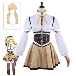 Anime Puella Magi Madoka Magica Cosplay Costume Clothes Wig Uniform Cosplay Tomoe Mami Magical Girl Halloween Woman Battle Dress