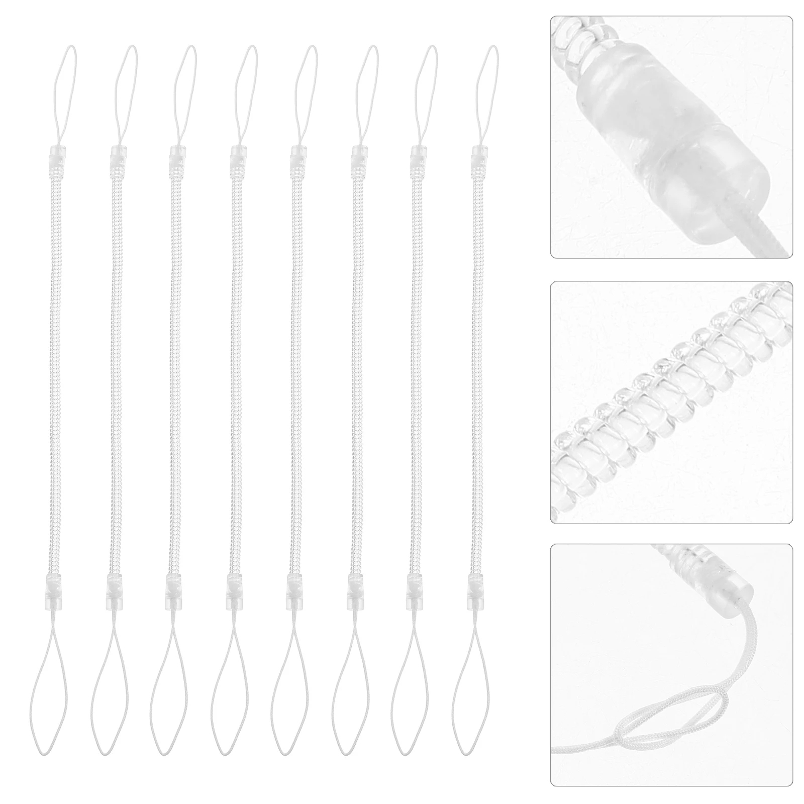 

8 Pcs Transparent Phone Keychain Spring Rope 25cm Anti Lost Pen Lanyard Retractable Stylus Leash Hanging Strap for Keys Pens