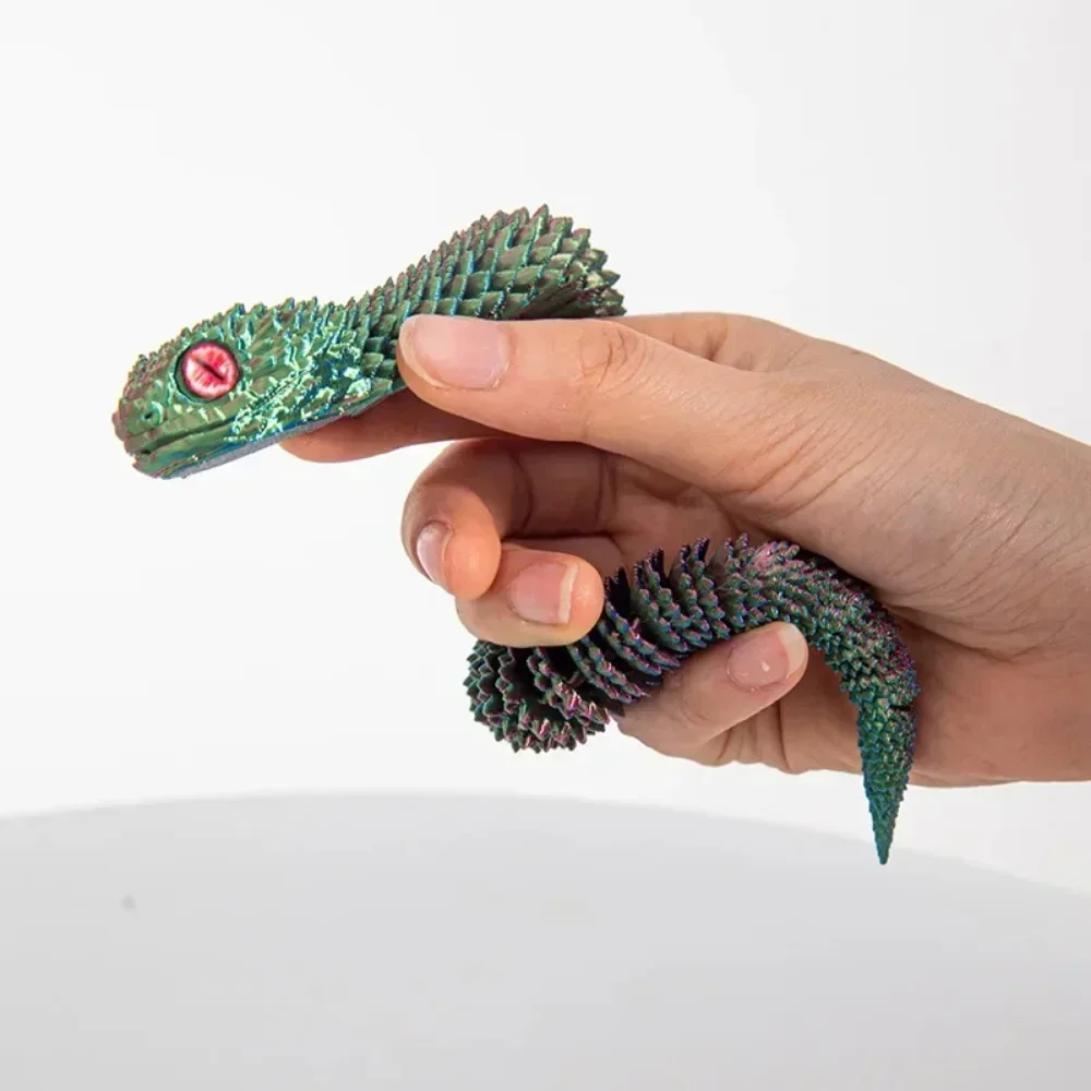 New 3D Printed Snake Movable Joint Simulation Snake Figurine Creative Home Office Desktop Ornament New Year Gifts Crafts Gifts