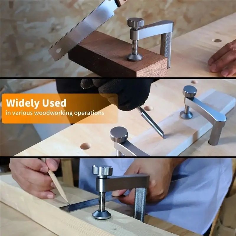 DT17 2pcs Bench Dog Clamp 19mm Hold Down Clamp Aluminum Adjustable Table Clamps for Woodworking Tool