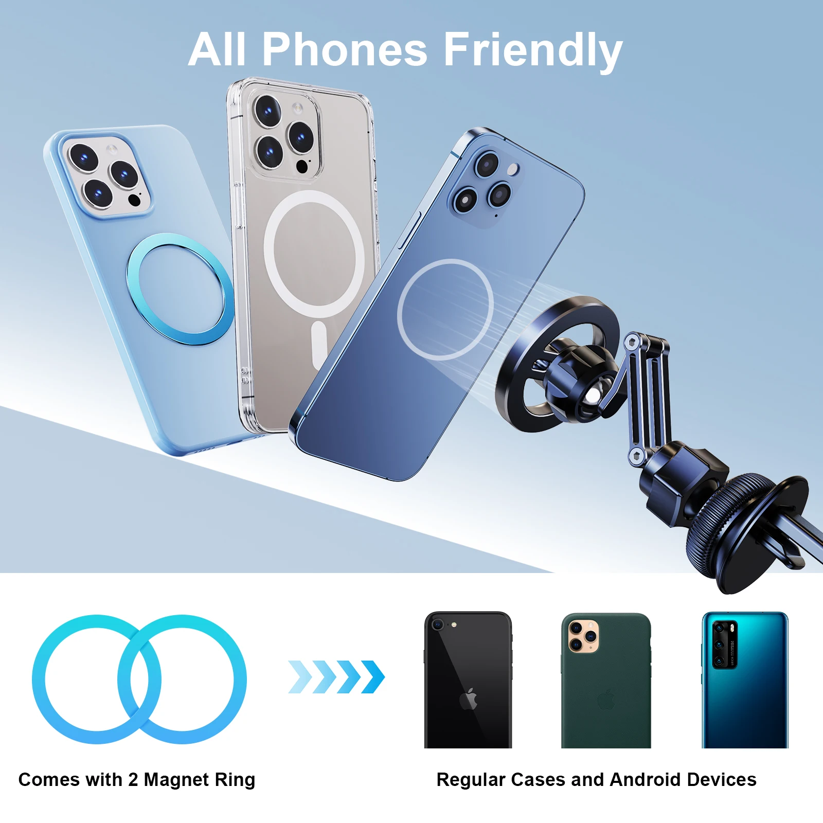 Oatsbasf Magnetyczny uchwyt samochodowy na telefon Air Vent Uchwyt na telefon komórkowy do samochodowego stojaka na telefon iPhone 16 15 14 13 12 Pro Max i wszystkie telefony — zdjęcie produktu 6