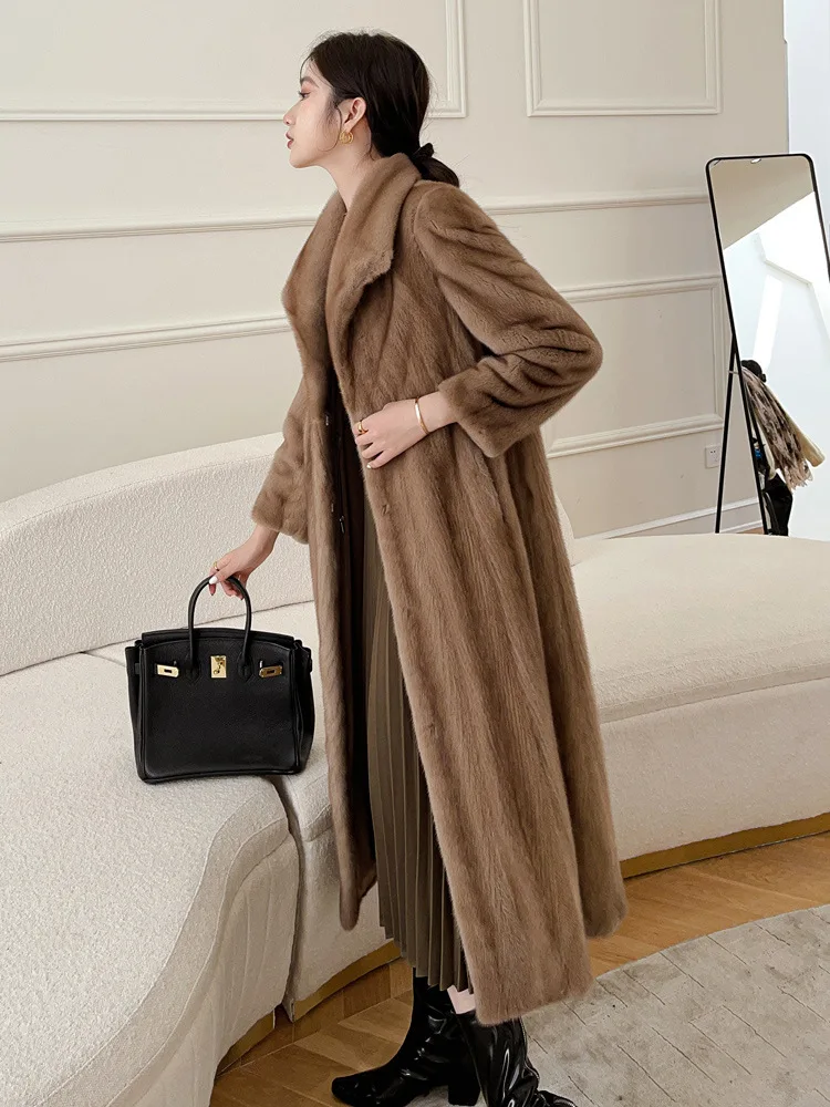 Luxury High-end Long Faux Fur Coat Winter Warm Women's Clothing Fur Jacket Long Sleeve Cardigan Design Faux Mink Long Coat Chic