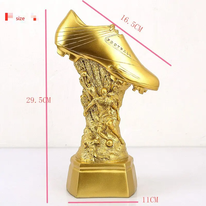 hot sale 29cm High Football Soccer Award Trophy , Gold Plated , Champions Award Shoe Boot League Souvenir Cup Gift  free  print