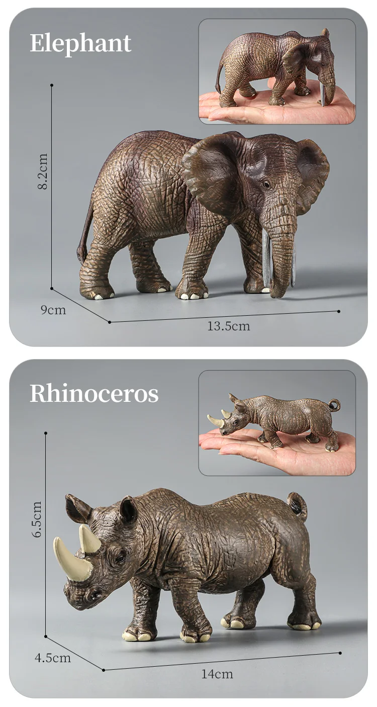 Montessori Wildtiere Modell Spielzeug Set – Löwe Elefant Antilope Actionfiguren Miniatur Zoo Figuren Pädagogisches Geschenk für Kinder – Detail 4