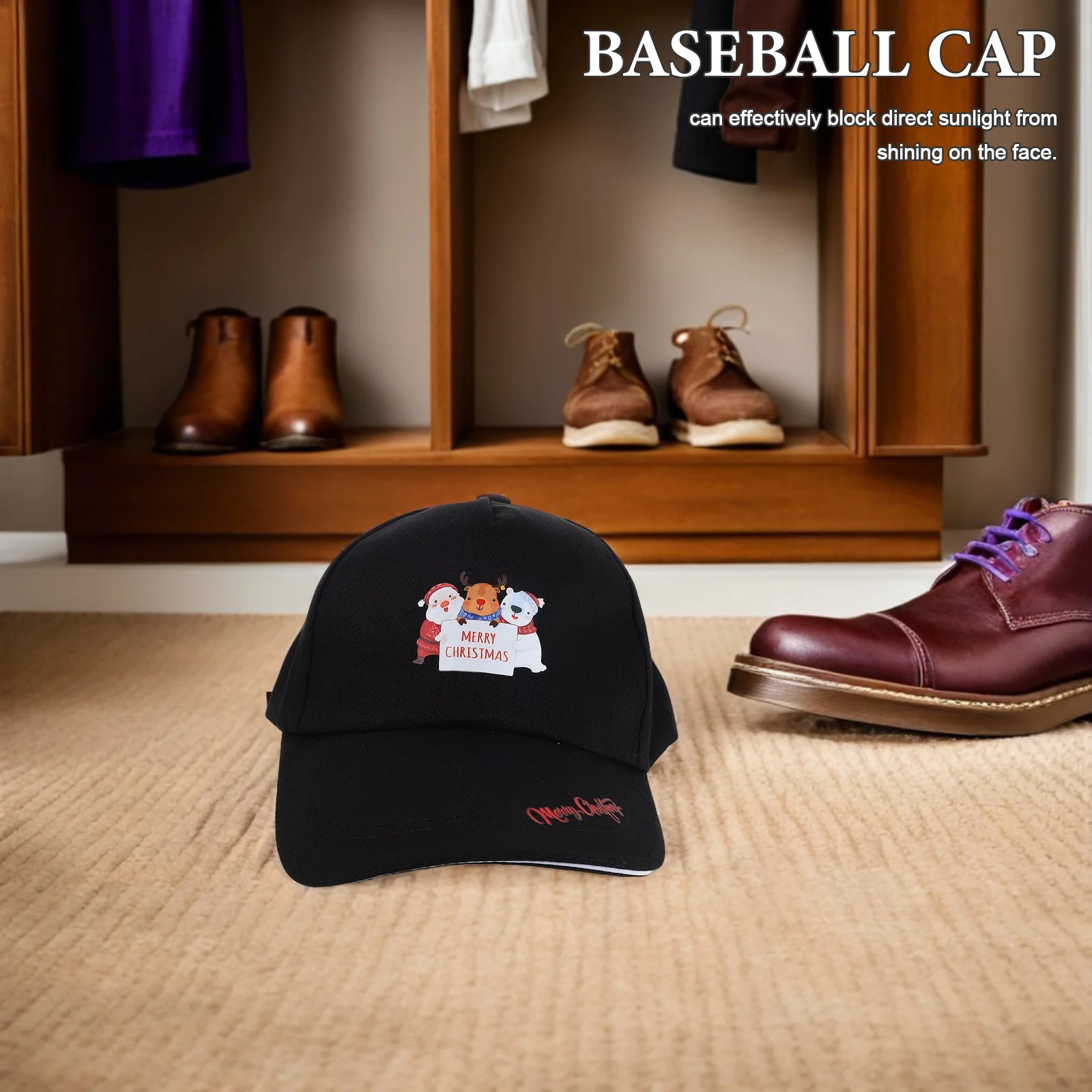 

Christmas Pattern Baseball Cap Black Adjustable Santa Claus Running Hat Unisex Casual Sports Cap Men Women Outdoor Cycling