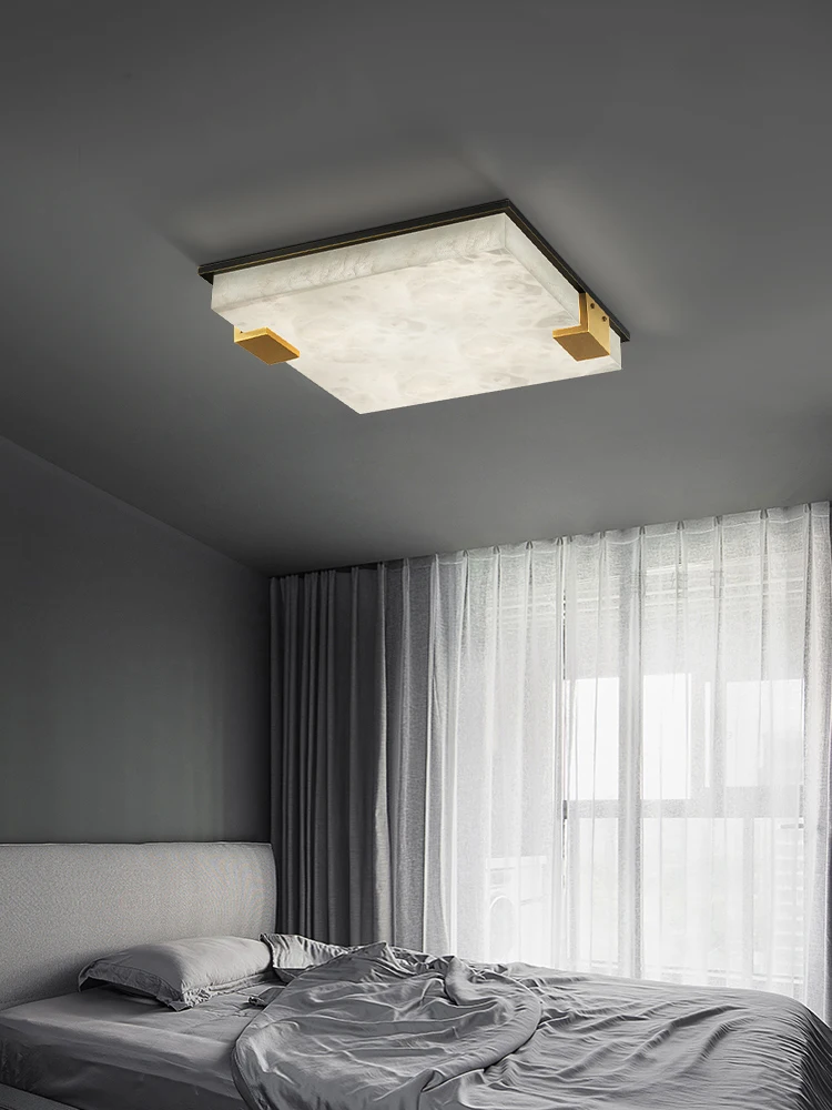 Home Appliance Bedroom Ceiling Lights Lamparas Luxury Black Bronze Modern Home Decoration Real Marble Square Ceiling Chandelier