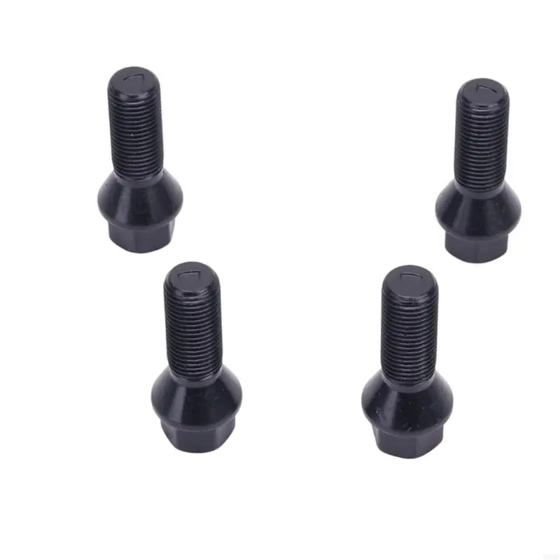 36136781150 Replacement Wheel Lug Bolts, 4-Piece Set with Black Finish and Fully Threaded Bodies for Missing or Worn New