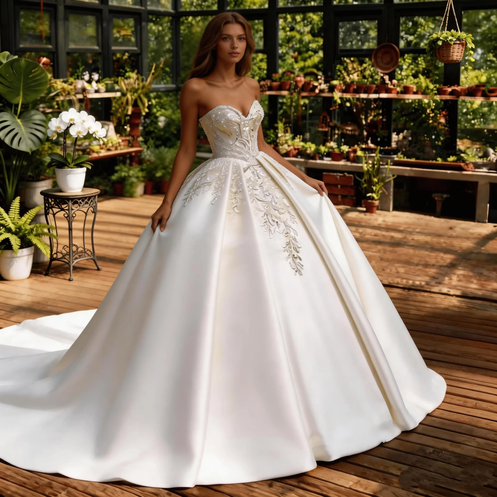 

Luxurious Satin Strapless Ball Gown Wedding Dress Beaded Sweetheart Bridal Gown for Women Customized Vestidos De Novia