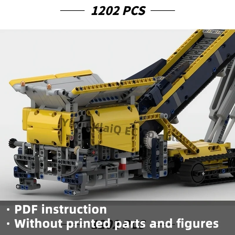 1202Pcs MOC Mobile Hopper Feeder Conveyor Belt Model Building Blocks Heavy Construction Machinery Vehicle Bricks Set for Adults