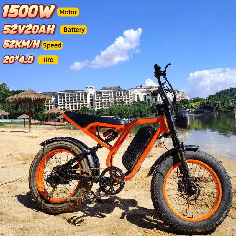 Electric bike 1500W Motor 52V 20AH Battery E-bike Hydraulic Brake Cross-Country Motorcycle 20*4.0 tire Mountain electric Bicycle image 1