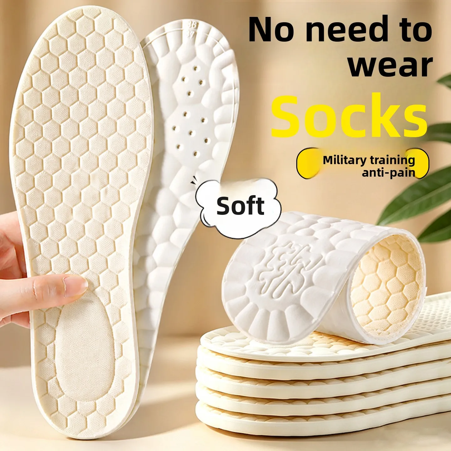 Ultra-Thin Latex Shoe Inserts Women's Soft Bottom Comfortable Breathable Absorbent Anti-Slip Summer Single Shoe Pad